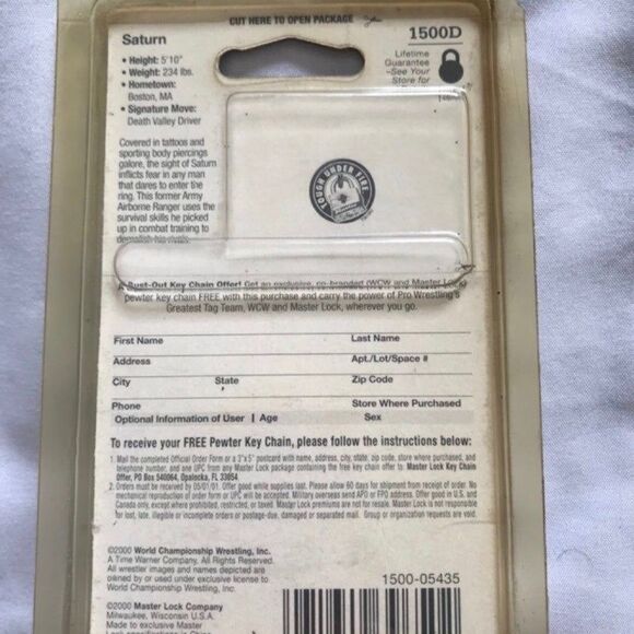 WCW Promo SATURN Master Lock Combination Lock Hardened NOS Vintage 2000 NIP NEW - Picture 2 of 3